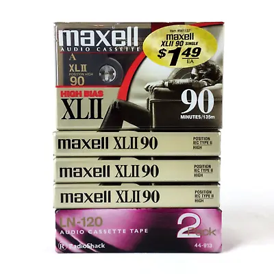Maxell XLII 90 High Bias LN-120 Blank Audio Cassette Tapes Lot X 6 NEW & SEALED • $35.99