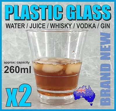 2x POLYCARBONATE PLASTIC WHISKY WHISKEY TUMBLER DRINKING GLASSES OUTDOOR BAR • $9.90