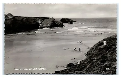 Postcard Porthcothan Bay Near Padstow UK Swimmers Playing Waves Beach RPPC L50 • £10.38