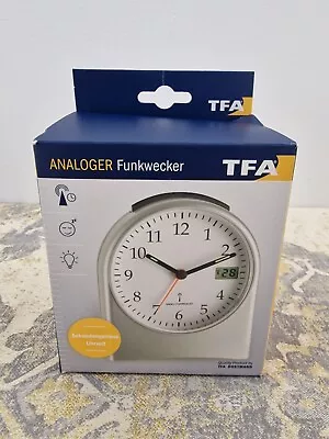 TFA 98.1040.54 Radio Controlled Alarm Clock Analogue Digital Silent Snooze • £19.45