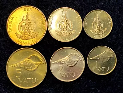 Vanuatu 3 Coins Set 1 2 5 Vatu UNC World Coins • $7.45