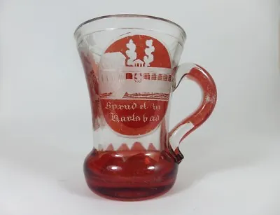 Memory Mug/Handle Mug Glas Stained Carlsbad About 1900 • $265.88