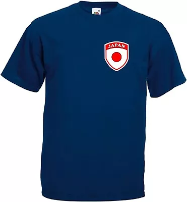 Japan Japanese Football Supporter Flag Shield Navy Blue T-Shirt • £15.32