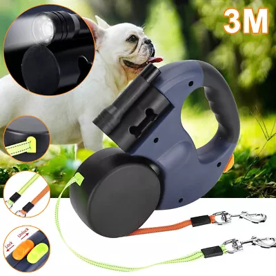 Dual Head Retractable Dog Lead Reflective Pet Walking Leash Extendable Pet Lead • £15.99