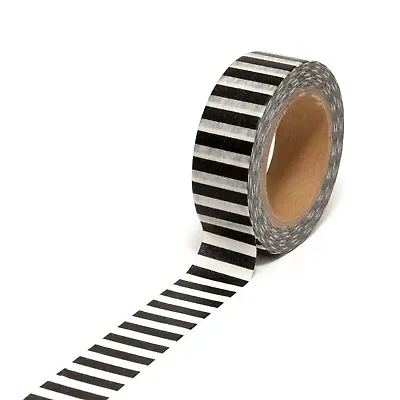 $5.50 • Buy Washi Tape Black Striped Pattern 15mm X 10m