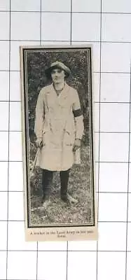 1919 Young Girl Worker In The Land Army In Her Uniform • £6