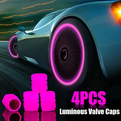 4Pcs Luminous Pink Car Wheel Tire Tyre Air Valve Stem Caps Cover Car Accessories • $2.63