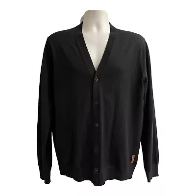 Ben Sherman Mens L Wool Cardigan Black Button Down Neutral Office Academia • $27.99