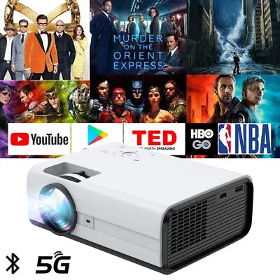 5G WiFi Bluetooth Android Projector 4K 1080P HD LED Outdoor Home Cinema HDMI USB • $112.69