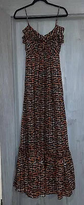 An Original Milly Of New York SZ 0 Fish Print Silk Sleeveless Maxi Dress • $65