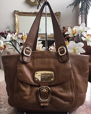 Michael Kors Hudson Downtown Brown Leather Tote Large Shoulder Bag EUCMSRP $498 • $118.99