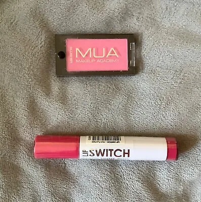 MUA 2 Items - LIP SWITCH MATTE SHINE DUO HOT FUCHSIA & BLUSHER MARSHMALLOW NEW • £4.45