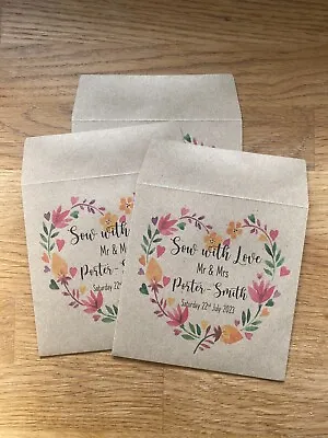 £2.95 • Buy X10 Personalised Wedding Favour, Gift, Thank You Seed Envelopes, Sow With Love
