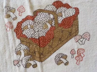 Vintage Stevens Basket Of Mushroom Set Of 2 Kitchen Dish Hand Towel Retro • $19.99