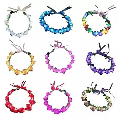 Child Adult Travel Led Light Crowns With Flower Decors Colorful Garland Headband • $7.69