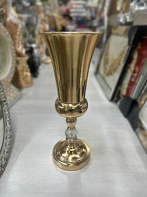 £29.99 • Buy 46cm Beautiful Gold Metal Vase Decorative Mirror Effect Flower Luxury Display