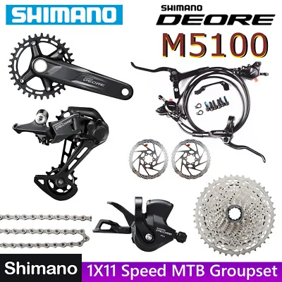 New Shimano DEORE M5100 MTB Groupset 1x11-Speed MT200 Hydraulic Disc Brake Set • $393.26