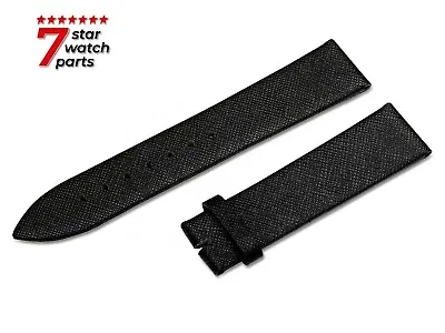 For LONGINES Watch BLACK Saffiano Leather Flat Strap Band Buckle Clasp Heritage • £6.99