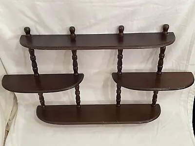 Retro Multi Tier Wood Hanging Wall Shelf Vintage Spindle 15x28  • $55