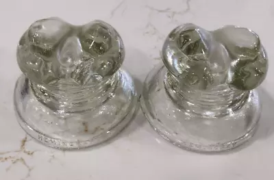 PAIR ANTIQUE VINTAGE Hemingray Glass Insulator Clear Electrical • $29