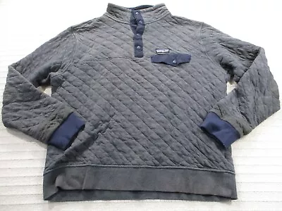 Patagonia Mens Jacket Large Gray Quilted High Neck Button Pockets Cotton Blend • $29.99