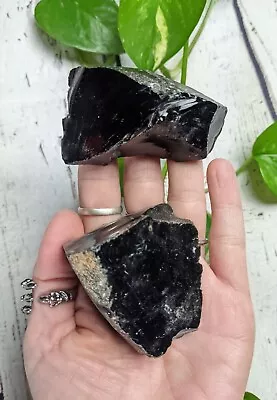 2 Larger OBSIDIAN Raw Volcanic Glass Crystal 0397 Charged 6.3oz *Read Below* • $6