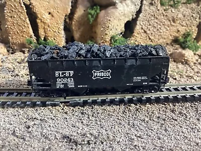 N Scale Unbranded 2 Bay Hopper W/real Coal Load SLSF FRISCO Mtl Cplrs • $12.50