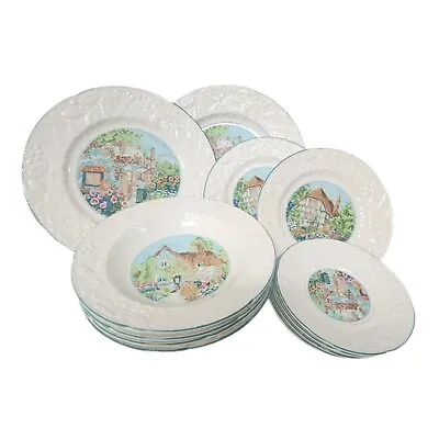 Mikasa Cottage Vista Dinnerware 12pc Set Vintage Spring Easter Farmhouse Rusic • $69.98