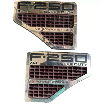 2008-2010 FORD F250 6.4 XLT Powerstroke Fender Emblem Set Super Duty OEM • $99