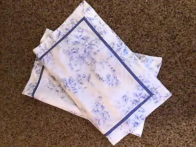 TWO New LAURA ASHLEY SOPHIA Standard PILLOW SHAMS 100% Cotton Blue Toile De Joey • $28