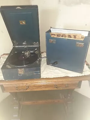 1920 Vintage  His Master's Voice Record Player  With 24 Records • $1667.28