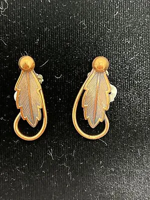 Vintage Copper By Bell Clip Earrings Retro Leaves Free Shipping • $11.99