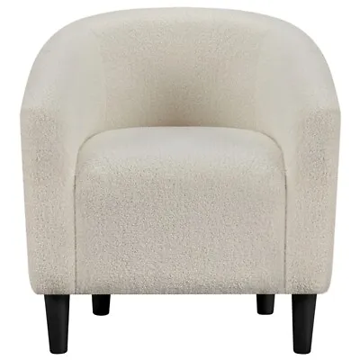 $179.99 • Buy Sherpa Chair Arm Chair Comfortable Barrel Upholstered Single Chair Bedroom Ivory
