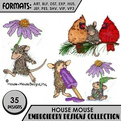 House Mouse 20 Machine Embroidery Designs Collection On CD Or USB • £8.99