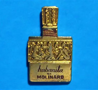 Habanita - Molinard Perfume Bottle Shape - Vintage Gold Color Lapel Pin • $9.99