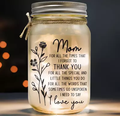 Mothers Day Gifts For Mom From Daughter Son Kids Mason Jar Night Light - Birt • $23.75