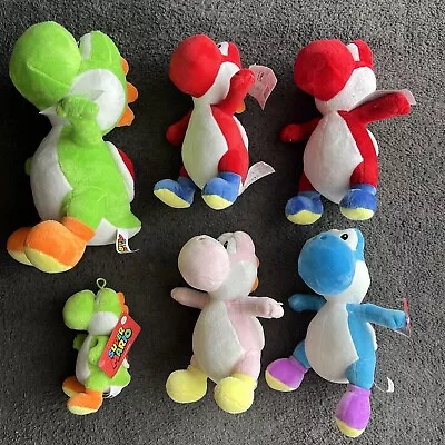 Super Mario YOSHI Plush Bundle Green 13” Red Blue Pink 10” Green 7” Nintendo  • $99.99