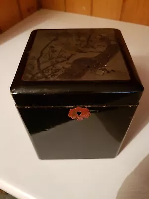 Japanese Lacquer Natsume Tea Caddy Or Similar - Black/Silver 19th/20thc -15x12cm • £20