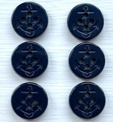 Anchor Design Buttons 15mm PACK OF 6 Flat Back Round Choice Of 6 Colours • £2.69