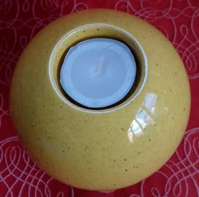 Speckled China Ball Tealight   Bright Ochre/yellow Measures - 10cm Tall • £4.95