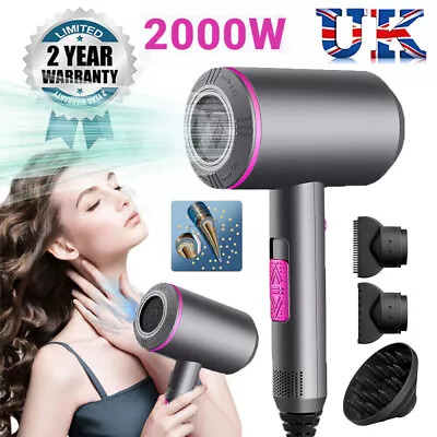 2000W Professional Style Hair Dryer Nozzle Concentrator Blower Pro Salon Heat UK • £22.98