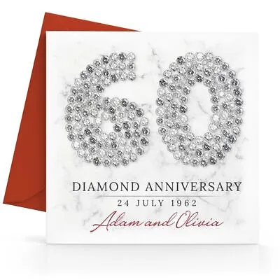 £2.95 • Buy Personalised 60th Diamond Wedding Anniversary Card - Printed Design Sixtieth