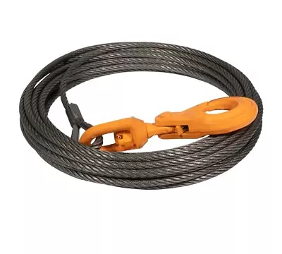 Wire Rope Steel Core Winch Cable 3/8 X50' Swivel Hook 14400 Lbs Breaking Str... • $92.99