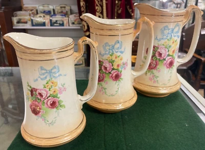 £35 • Buy Trio Of Victorian Floral Graduated Jugs