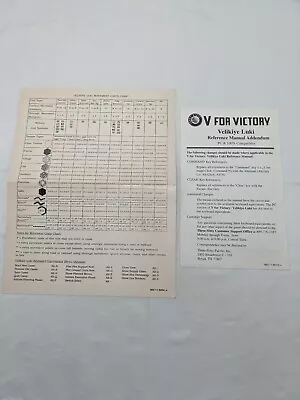 V For Victory Velikiye Luki PC Reference Manual Addendum And Movement Chart • $9.07