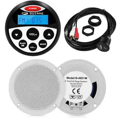 Marine Stereo Waterproof Boat Bluetooth FM/AM Radio And Speakers And USB Cable  • £77.99