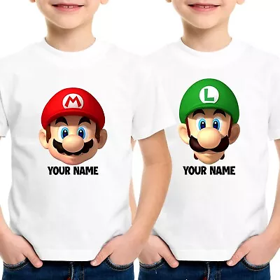 Personalised Mario T-shirt Luigi Gamer Games Men Kids Boys Adult Tee Top Gifts • £7.99