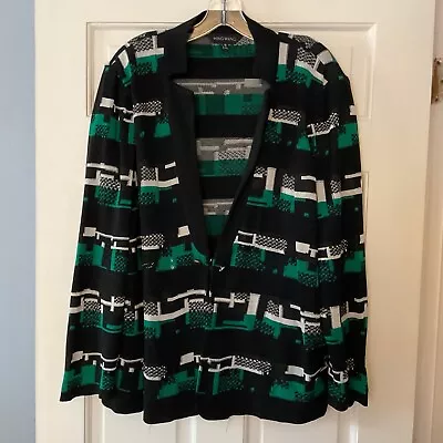 Ming Wang Knit Jacket Black White Green Hook Eye Close Plus Size 1X • $29.95