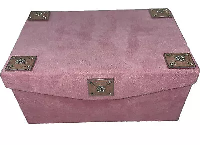 Mary Kay Pink Faux Suede Jewelry Box With Rhinestone Holds Bracelets • $15.90