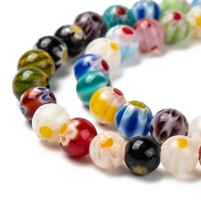 Strand Of Handmade Millefiori Glass 6mm Round Beads • £4.88